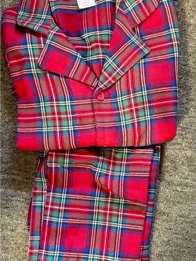 Holiday Time Red Plaid Kids Pajama Set with Green and Blue Accents